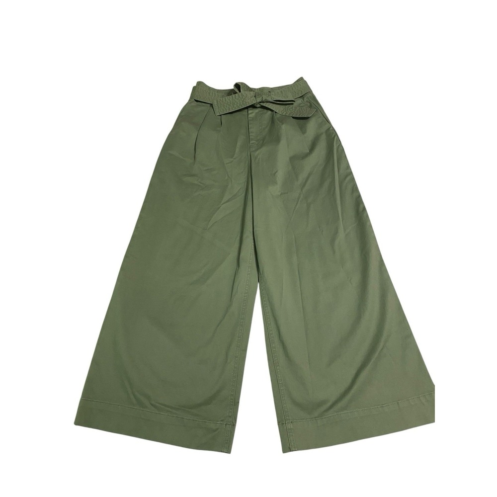 On 34th Womens High Rise Belted Cropped Wide Leg Pants Olive Green Size 6 Macys
